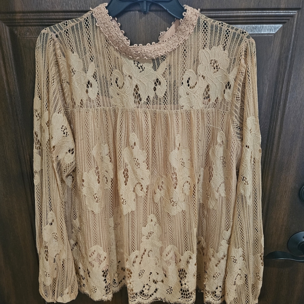 Elegant Lace Beige Top- Medium